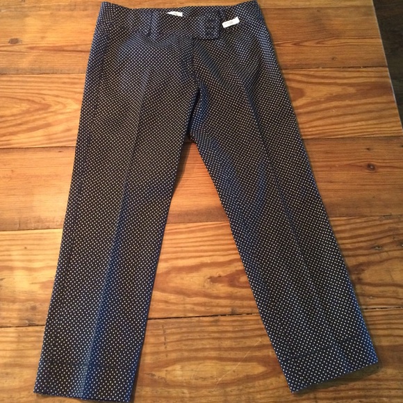 Ann Taylor Loft black mini polka dot crop pants