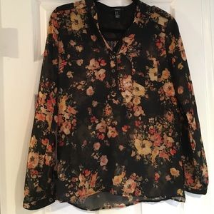Forever 21 Loose Fitting Floral Top Sheer