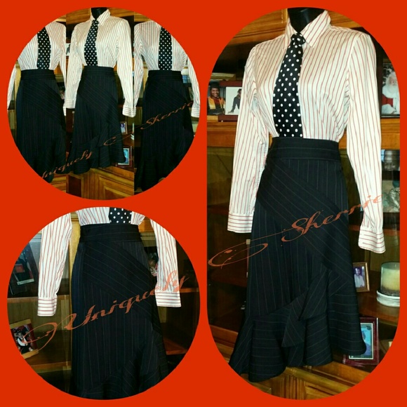 Bisou Bisou Asymmetrical Stripe Skirt - Picture 2 of 4