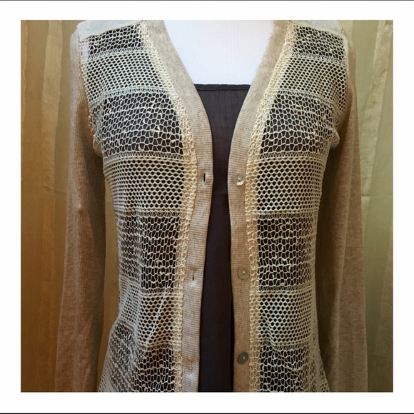 Fabric Mix Long Crochet Cardigan - Picture 2 of 4