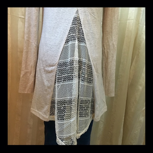 Fabric Mix Long Crochet Cardigan - Picture 4 of 4