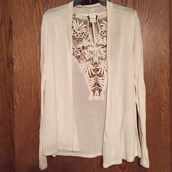 White Drape Cardigan with Crochet Detail