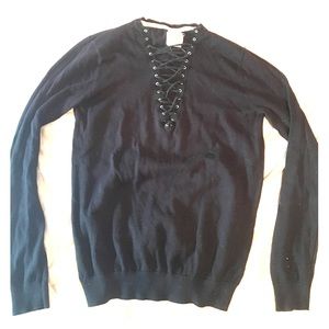 Lf vintage lace up sweater black NWT