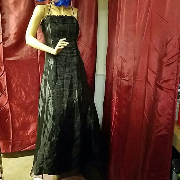 Black shiny prom dress