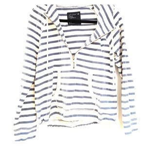 American Eagle Stripe Quarter Zip Sweatshirt