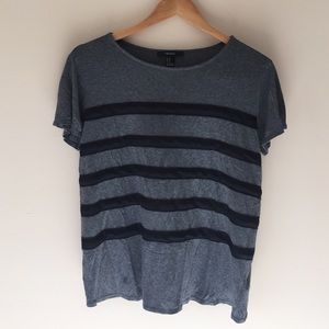 Black & Gray Striped Loose Tee
