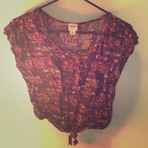 Purple crop top with print