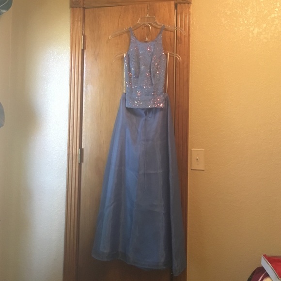 Blue two piece dress with corset top