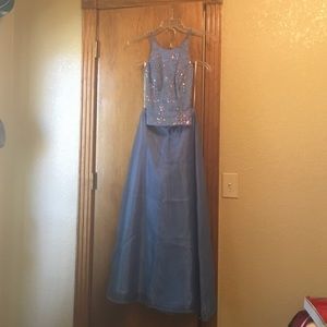 Blue two piece dress with corset top