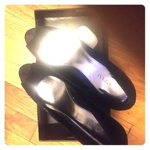 Black suede cork wedges!