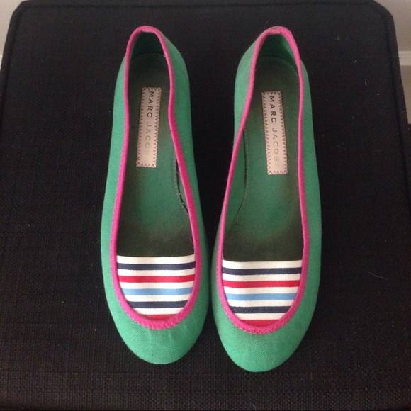 Marc Jacobs Shoes - Marc Jacobs Green Canvas Kitten Heel Shoes
