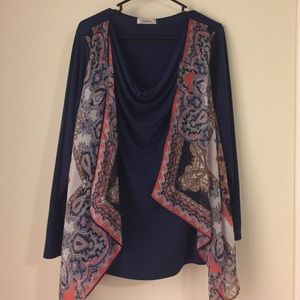 2X plus sized long sleeve top