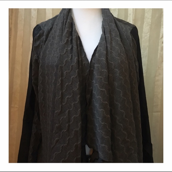 Leather Inset Waterfall Cardigan - Picture 2 of 4