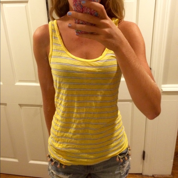 Michael stars yellow striped tank top