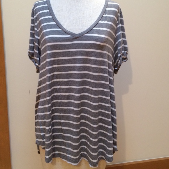 Soft & Sexy Gray & White Striped T-Shirt
