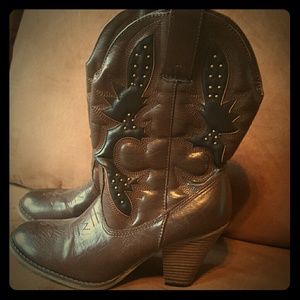 Brown and Black Cowboy Boots