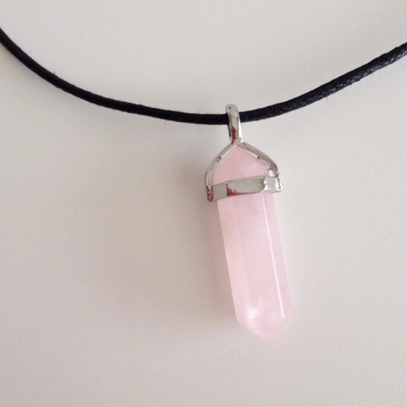 Genuine Rose Quartz Healing Pendant Choker - Picture 2 of 4