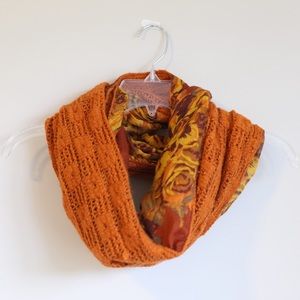 Orange Floral Infinity Scarf