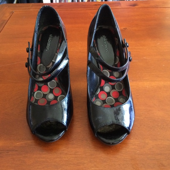 Black Peep Toe Mary-Jane Pumps