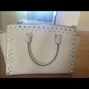 Michael Kors large white studded Selma bag