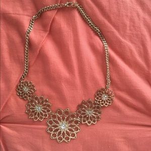 gold flower statement necklace