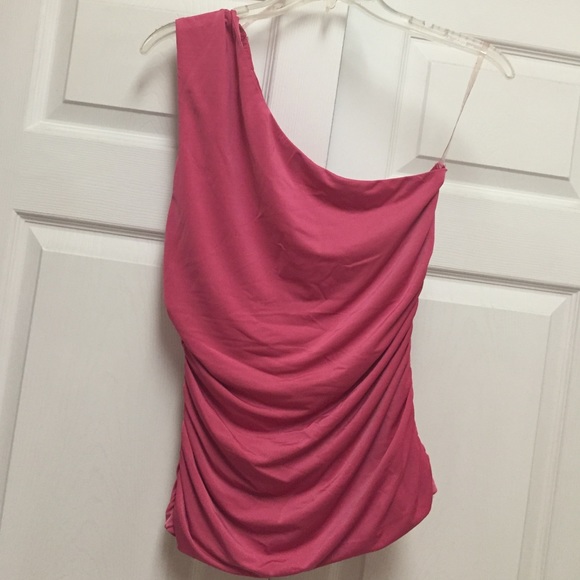 Pink One Shoulder Rouched Side Top - Picture 3 of 3