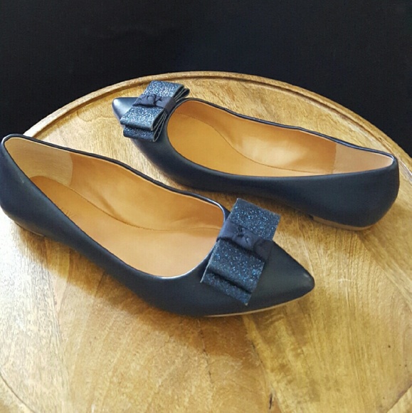 Banana Republic Navy Blue Glitter Bow Flats