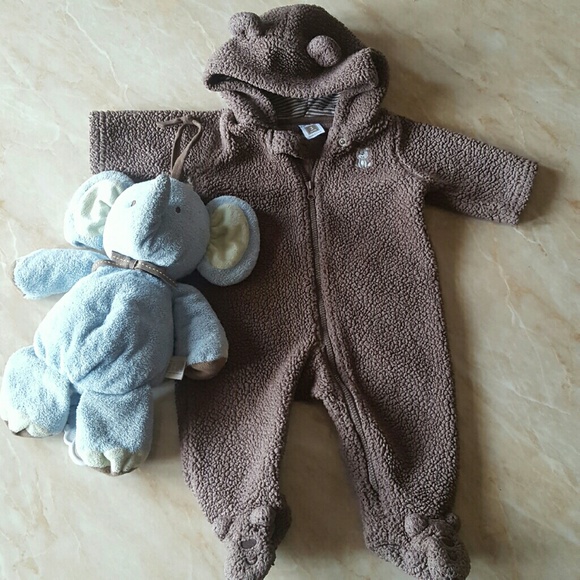 Brown Bear Hooded Zip Up Onsie