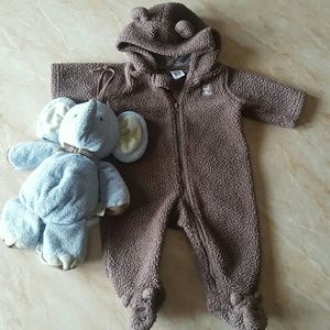 Brown Bear Hooded Zip Up Onsie