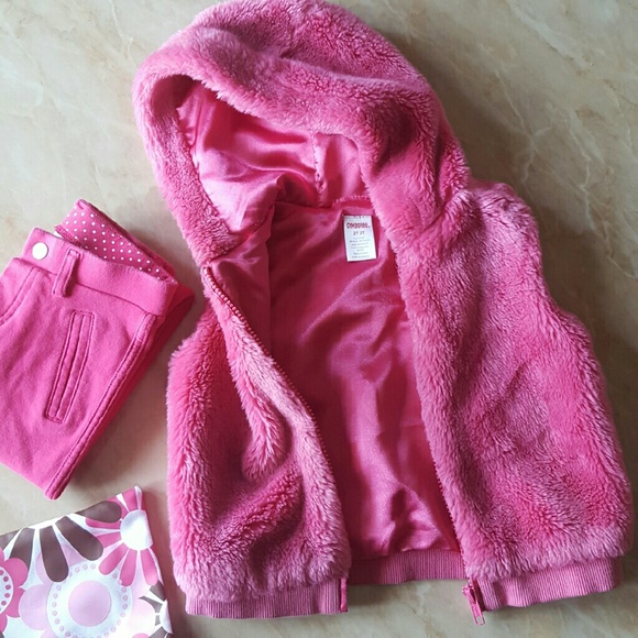 Pink Sleeveless Fur Vest