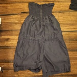 grey strapless romper
