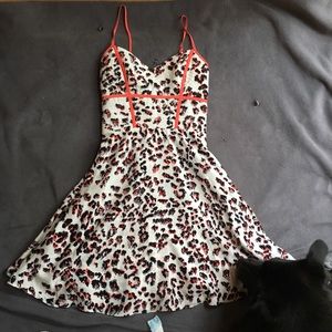 NWT Coral & White Satin Cheetah Print Parker Dress