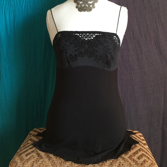 Pretty, embroidered, spaghetti strap tank