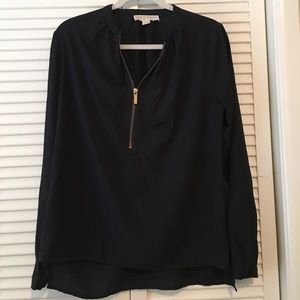 Michael Kors Sheer Sporty Black Blouse
