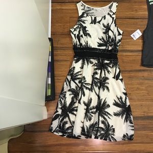 a black and white palm tree dress
