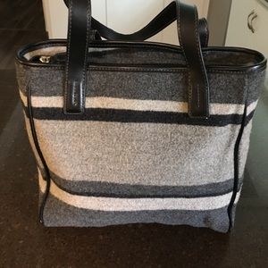 Wool stripe tote bag