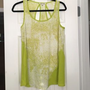 Lime green print top