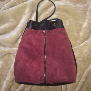 Maroon velvet and leather brandy Melville bag