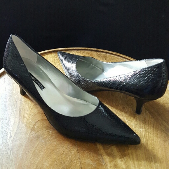 Bandolino Black Snake Print Kitten Heels NEW!