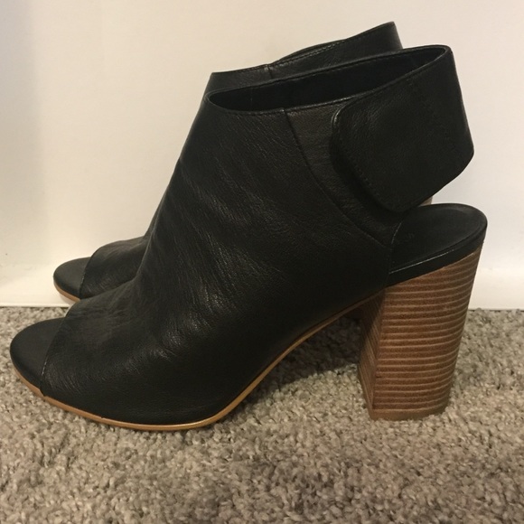 Black faux leather heels
