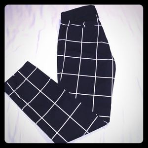 Black and white ankle pants