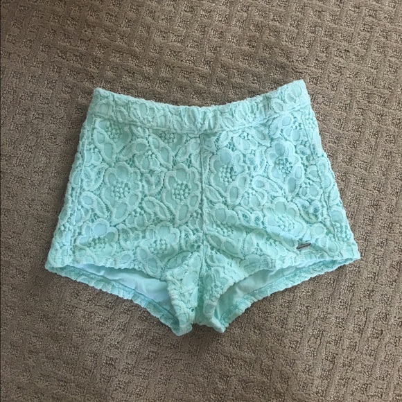 High waisted Blue lace shorts