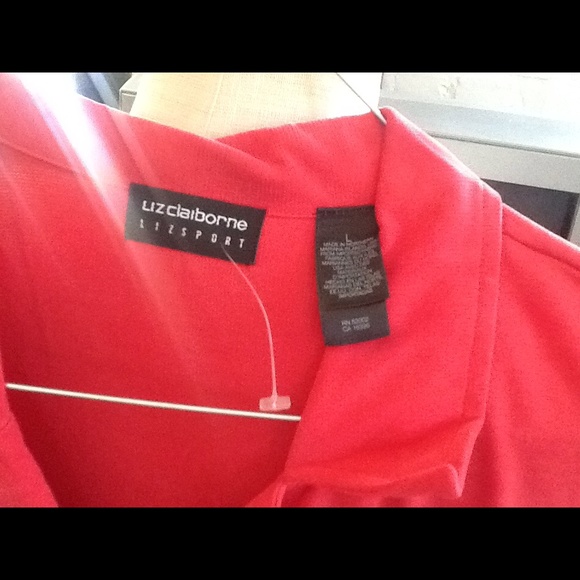 LizSport dress, L, crepe jersey button front coral - Picture 2 of 3