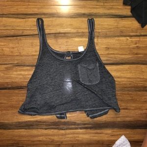 grey tank top with slit back