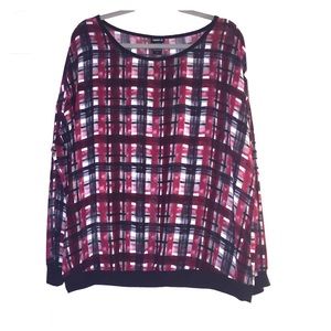 Torrid Black, Red, & Gray sheer Blouse