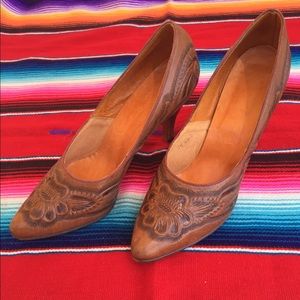 Vintage Handcrafted Mexican Heels, Size 7.5