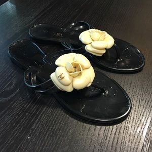 Chanel Flower plastic flip flops