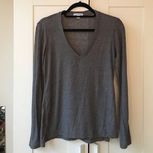 James Perse long sleeve grey v neck t-shirt