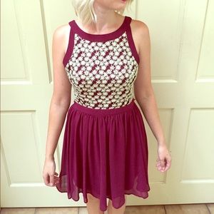 Burgundy Dress with Silver Detail