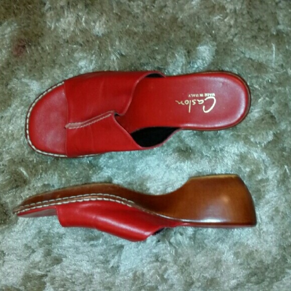 Red leather dress shoes